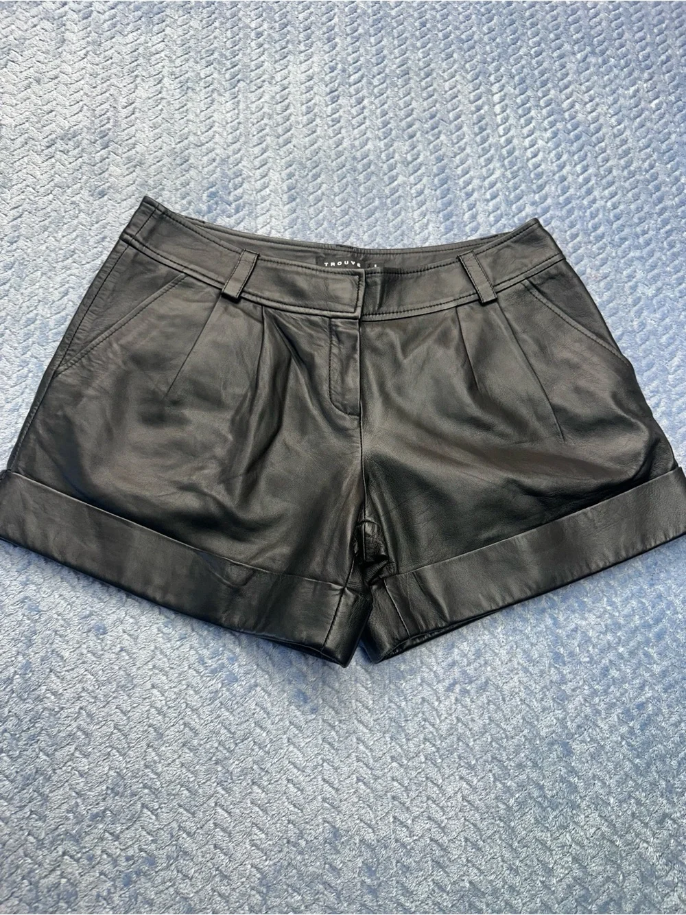 Trouvé Black Faux Leather Women’s Pleated Shorts